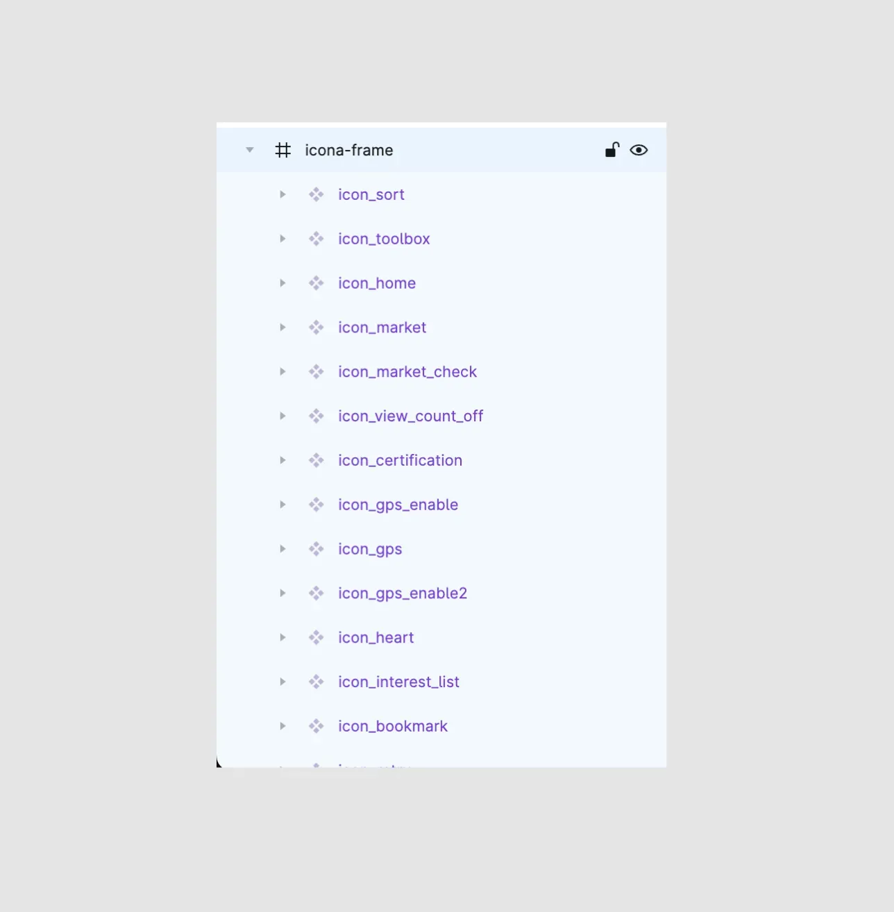 icona-frame 이름을 가진 프레임 안에 아이콘들이 존재해야 합니다.