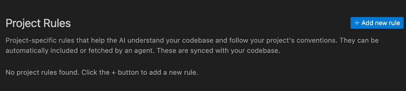 Cursor -> Preferences -> Cursor Settings -> Project Rules